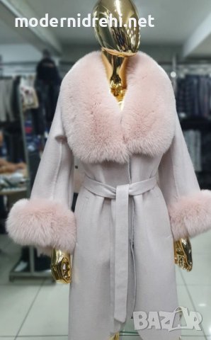 Дамско луксозно палто кашмир вълна и лисица код 348, снимка 1 - Палта, манта - 39712803