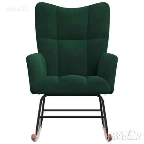 vidaXL Люлеещ стол, тъмнозелен, кадифе, снимка 4 - Столове - 56146868