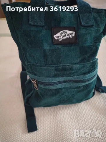  тъмнозелена (deep teal) раница/чанта тип tote-back Vans Free Hand Backpack от рипсено кадифе 