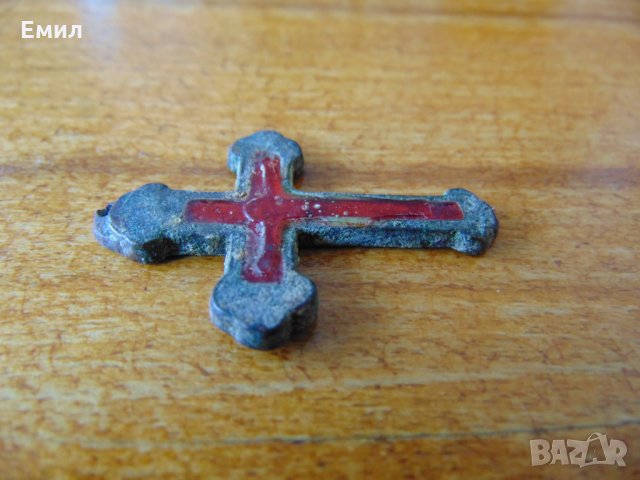 Възрожденски бронзов кръст емайл, снимка 3 - Колекции - 29629696