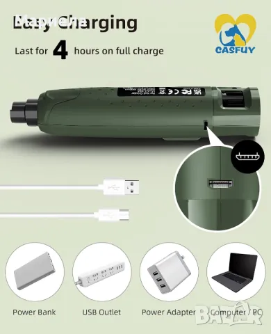 Електрическа Нокторезачка за Кучета 4,8 V / Уред за Подрязване на Ноктите на Домашните Любимци