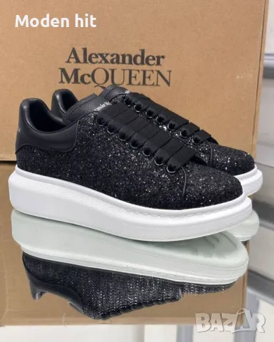 Alexander McQueen дамски сникърси висок клас реплика /черен брокат/, снимка 3 - Кецове - 49216858