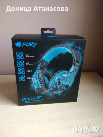 Светещи геймърски слушалки с микрофон Fury Hellcat, снимка 7 - Слушалки за компютър - 42744824
