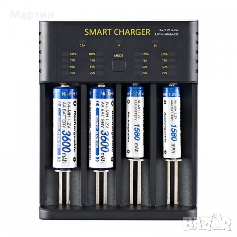 Зарядно Smart USB Charger M04 за 18650 Li-Ion батерии, снимка 6 - Друга електроника - 37761991