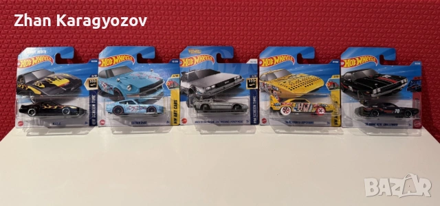 Hot Wheels сет 5 броя – KITT, DeLorean, Datsun 240Z, Superbird, Challenger