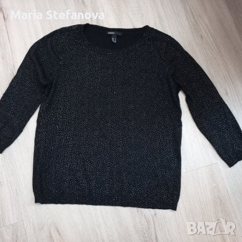 Черна блуза със сребърни точки Mango, снимка 2 - Блузи с дълъг ръкав и пуловери - 35643577