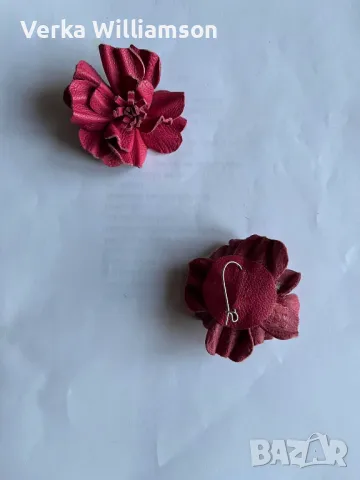 Розови обици от кожа модел 45, снимка 2 - Обеци - 48370004