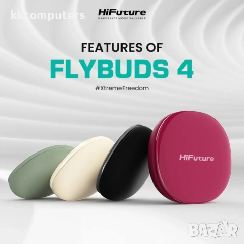 HiFuture FlyBuds 4 ANC - TWS слушалки с ANC, 35ч живот, Bluetooth 5.4 - матча зелено, снимка 2 - Bluetooth слушалки - 53947379