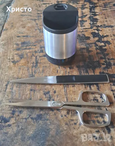 моливник с термометър, ножица и нож за писма Хенкелс Henkels Аахен дизайн, произведен в Германия, снимка 2 - Ученически пособия, канцеларски материали - 48526489