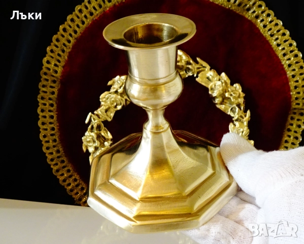 Бронзов свещник 9 см.,Art Deco 