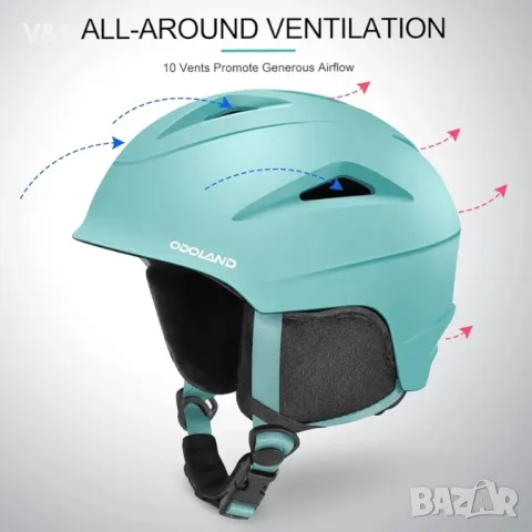 Ски каска Odoland с VLT 18% ски очила за ски и сноуборд, лека и регулируема, вентилирана каска , снимка 4 - Зимни спортове - 49227193