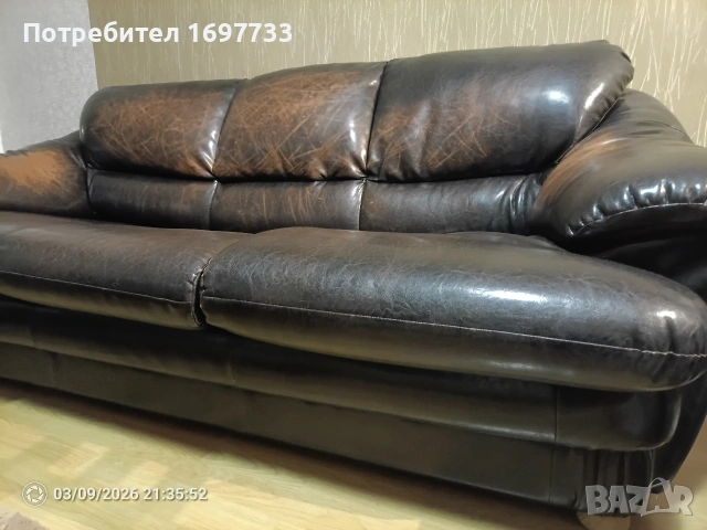 Продавам два кожени дивана, снимка 3 - Дивани и мека мебел - 53913002