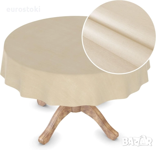 Покривка за маса от мушама, която може да се пере, кръгла или правоъгълна, първокласен текстилен 