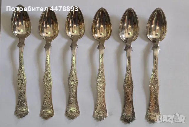 Комплект 6 броя сребърни османски лъжички. 