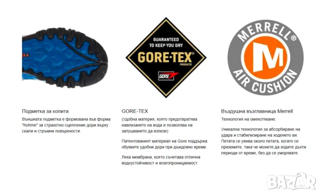 Merrell Kapravt Gore-Tex  номер 41 водоустойчиви туристически обувки/ маратонки , снимка 2 - Маратонки - 48982184