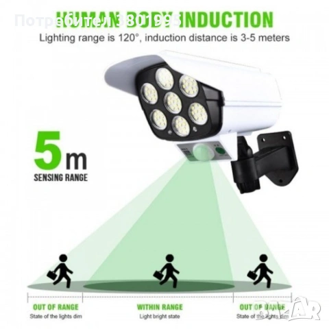 H-LED22 LED соларни LED лампи, имитиращи камера за видеонаблюдение, снимка 5 - Други стоки за дома - 53334130