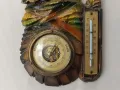 Немска метеостанция барометър със термометър дърворезбаа, снимка 3