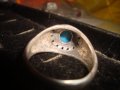 СРЕБЪРЕН ТЮРКОАЗЕН ОРНАМЕНТИРАН РЪЧНО ПРЪСТЕН СРЕБРО 925 ЮВЕЛИРНА СТАРА МАЙСТОРСКА ИЗРАБОТКА 14507, снимка 15