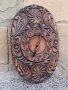 Красив Стар Стенен Часовник Дърворезба Масив от Соца, снимка 5