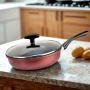 Дълбок тиган с капак Rosberg, Ø 22/26/28 см, Мраморно покритие, Индукция, Бордо меланж, снимка 2
