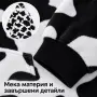 Топло суитшърт-одеяло 2 в 1 с качулка и кенгуру джоб – бяло и черно, универсален размер, снимка 3