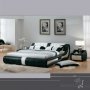 Кожена спалня AVA 160 - бяло-черно, снимка 1 - Спални и легла - 33718601
