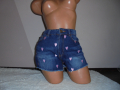 FBsister Дамски къси дънкови панталони с бродирани сърца XS, снимка 1