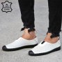 Мъжки обувки - бяло с черно ЕСТЕСТВЕНА кожа - 328, снимка 1 - Мокасини - 37783949