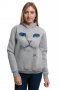 Нов дамски суичър с 3D принт сива Котка със сини очи, снимка 6
