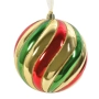 Коледна топка червено-зелено-златиста с брокат Ø12 см_1254161, снимка 1