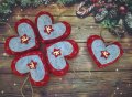 Коледна декорация сърце/ Коледна играчка за елха от филц ръчна изработка  