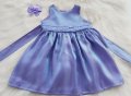 Детска официална рокля лилав сатен 9-12месеца с аксесоар за коса, снимка 10