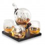 Стъклена бутилка глобус за алкохол с чаши диспенсър алкохол уиски вино, снимка 1 - Подаръци за мъже - 39626114