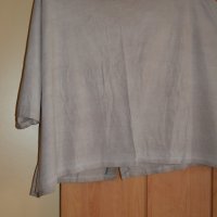 Бежова памучна пролетно - есенна блуза с паднал ръкав, снимка 3 - Тениски - 42227816