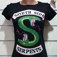 Нова дамска тениска с дигитален печат на сериала RIVERDALE, Southside serpents, снимка 6 - Тениски - 30201300