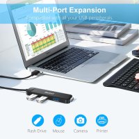 USB 3.0 хъб, Beikell USB хъб за данни 4 порта ултра тънък високоскоростен за Macbook, Mac Pro/Mini, снимка 3 - Кабели и адаптери - 42901001