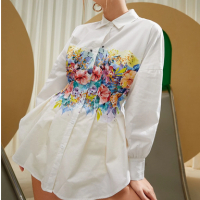 Бяла блуза , Блуза на цветя, Флорална риза, снимка 1 - Ризи - 44914195