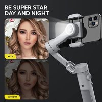 Нов професионален Стабилизатор Gimbal с LED за телефон iPhone/Android Vlog, снимка 6 - Друга електроника - 42836280