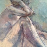 Манол Панчовски маслена картина голо женско тяло , снимка 3 - Картини - 38545546