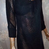 Черна рокля със 7/8 ръкав, размер - М, снимка 5 - Рокли - 31511713