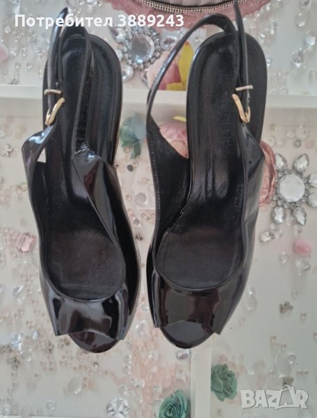Дамски сандали от естествен лак, снимка 1