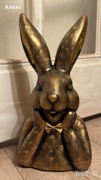 Голям Великденски заек, масивен, ръчно рисуван., снимка 1