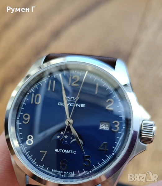 Swiss Glycine Combat classic moonphase, automatic, перфектен, бартер, снимка 1