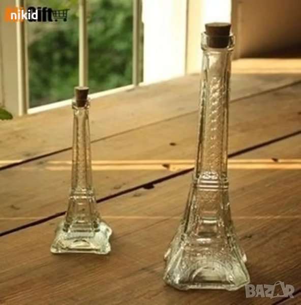 Стъклено шише стъклена бутилка Айфелова айфеловата кула, снимка 1
