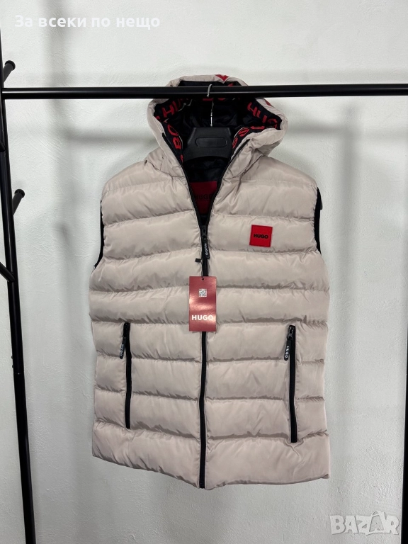 Hugo Boss Мъжки Бежов Елек С Качулка🔝Мъжка Грейка Код V.B.81, снимка 1