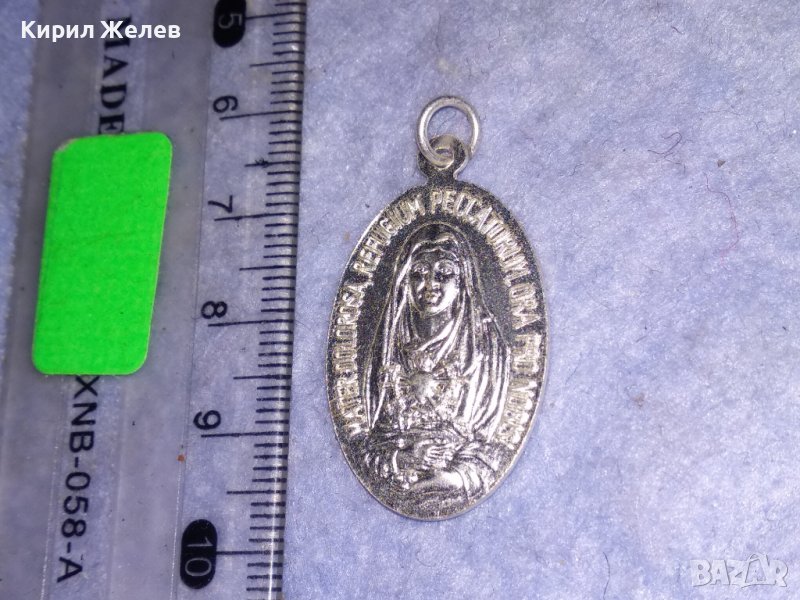 РИМОКАТОЛИЧЕСКА ДВУСТРАННА РЯДКА НАГРЪДНА ИКОНА ИКОНКА КОЛЕКЦИОНЕРСКА ПОСРЕБРЕНА ИТАЛИАНСКА 31249, снимка 1