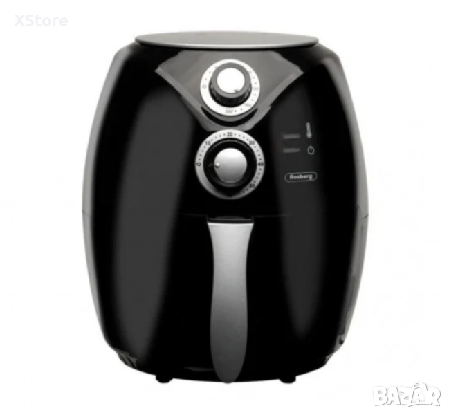Фритюрник AirFryer Rosberg Premium, 1600W, 3л., Горещ въздух, Таймер, до 200°C, Черен, снимка 1