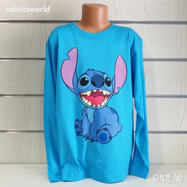 Нова детска блуза с дълъг ръкав и дигитален печат Стич (Stitch), снимка 1