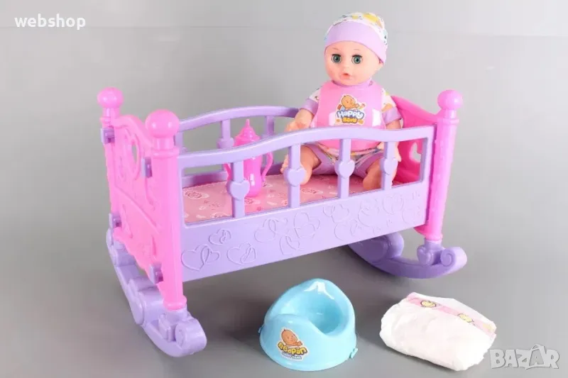 Детска Кукла Бебе с люлеещо се легло , снимка 1