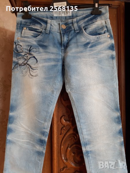Дънки ELEVEN JEANS с Бродерия и Паети декорация НОВИ,избелени ефекти-уникален модел, снимка 1